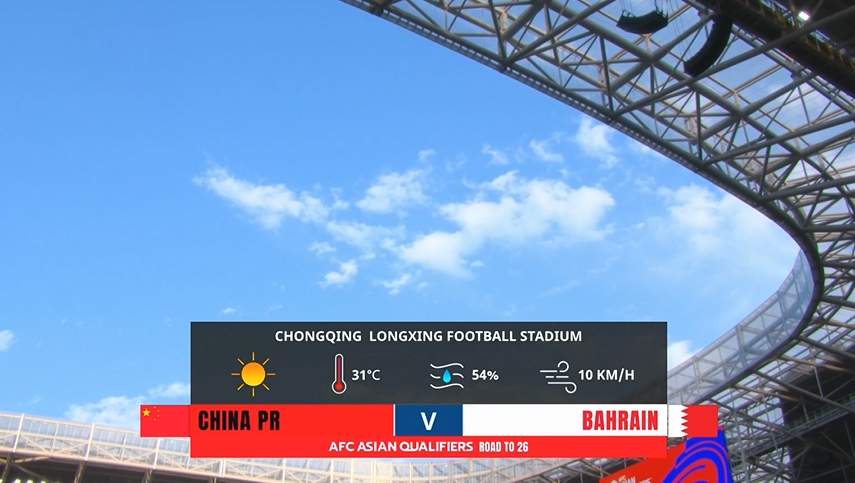 正值盛夏！國足主場重慶龍興足球場氣溫31℃，濕度54%