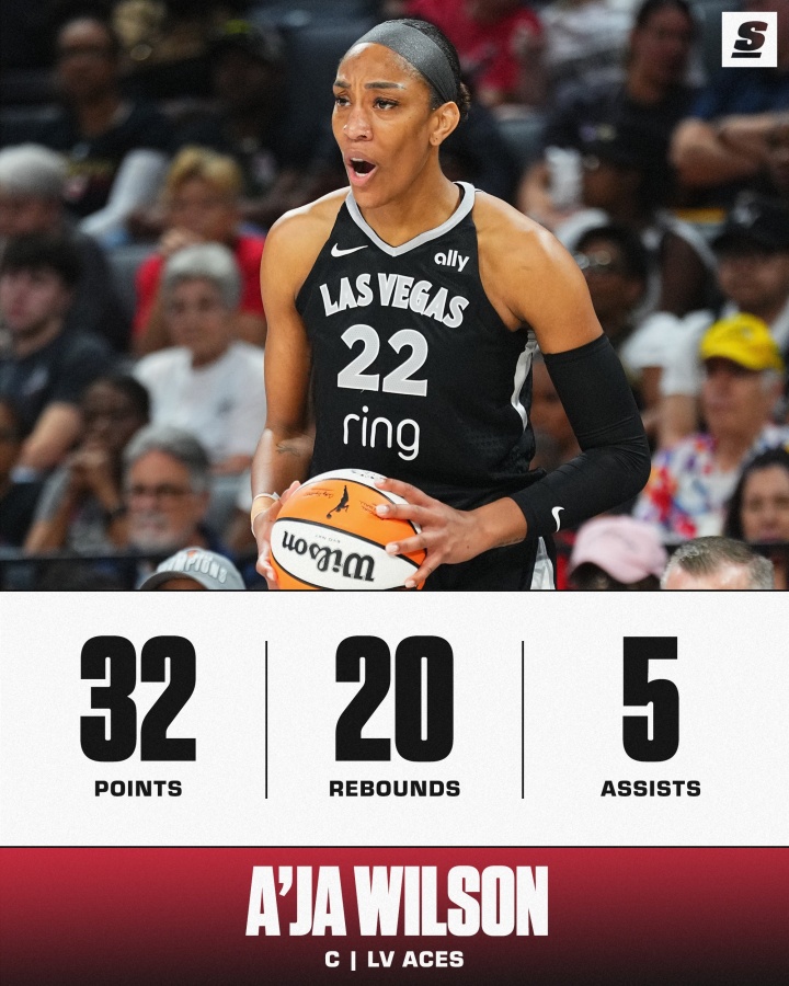 ??WNBA歷史首個30+20！阿賈爆砍32分20板5助2斷！