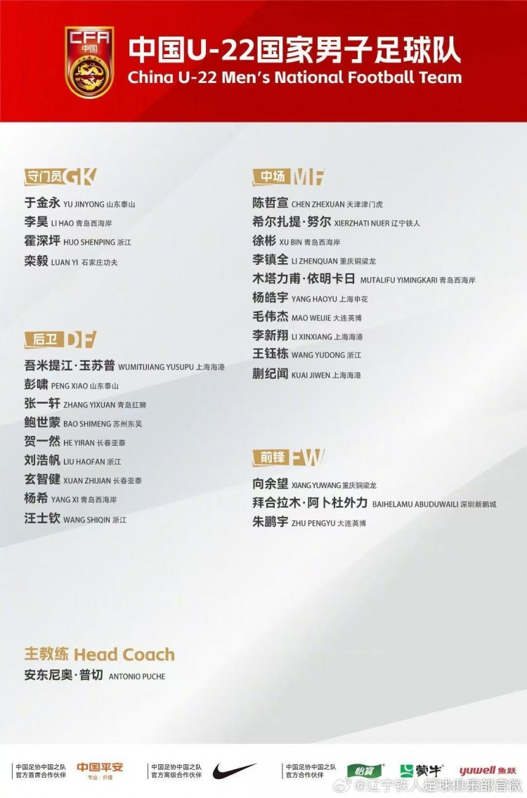 希爾扎提·努爾入選U22國家隊，為國出征無上光榮