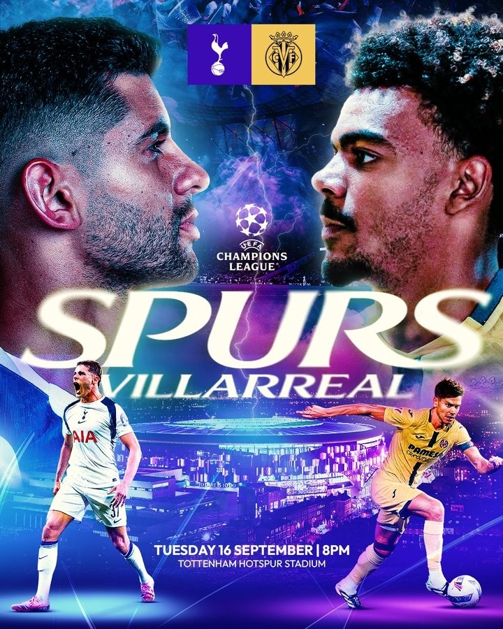 歐冠來襲！熱刺官推曬海報(bào)，預(yù)熱首戰(zhàn)對(duì)陣比利亞雷亞爾