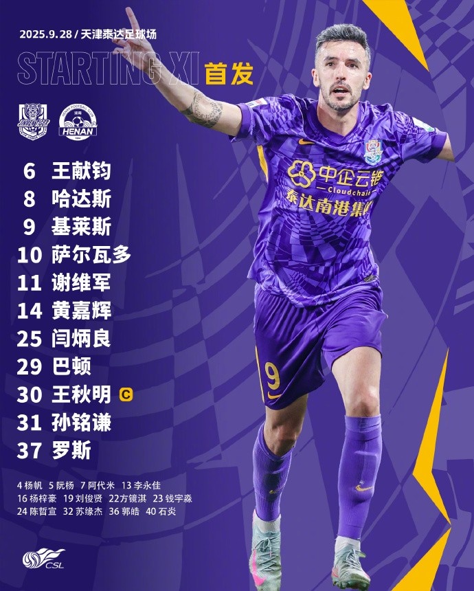 天津津門虎今日首發(fā)！